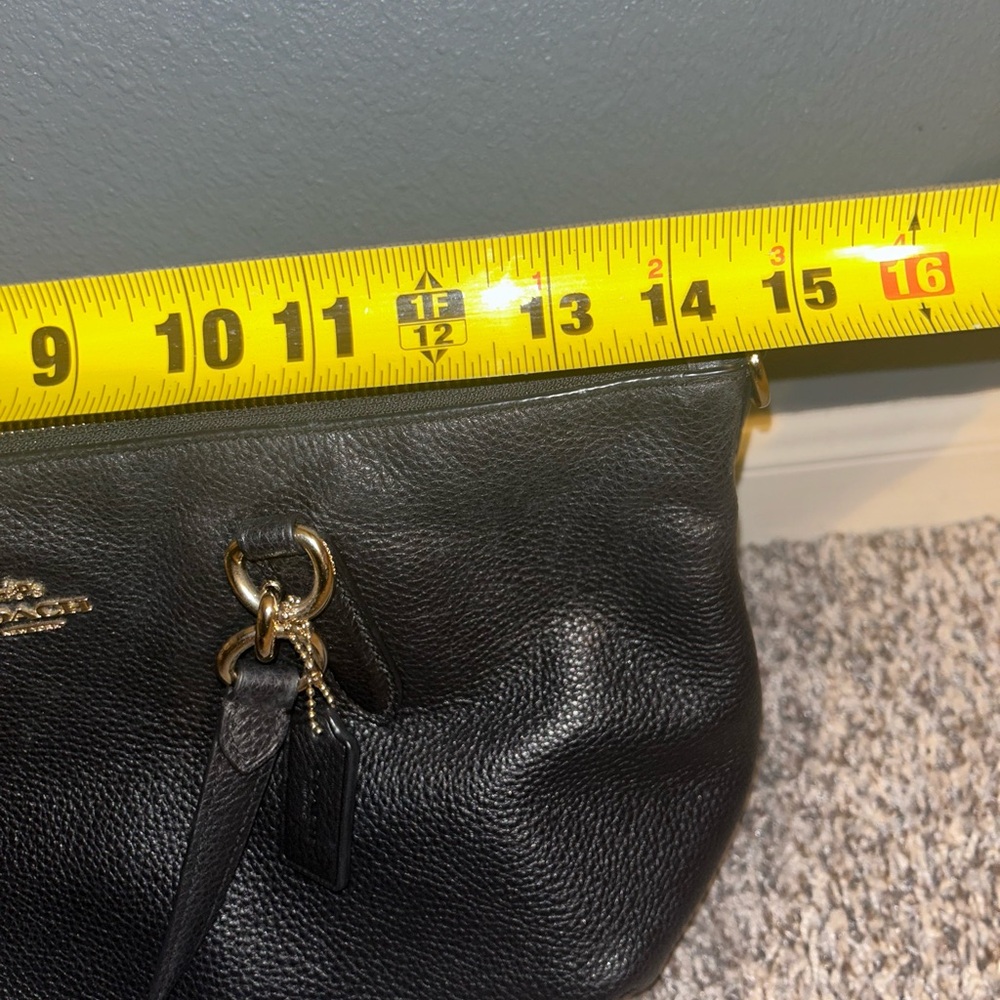 Coach Black Pebbled Leather Shoulder Satchel with Gold Hardware - Picture 6 of 14